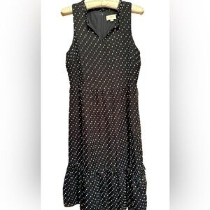 LOFT Outlet Women's Navy Green Clip Dot Flounce Ruffle Hem Sleeveless Sz. 0